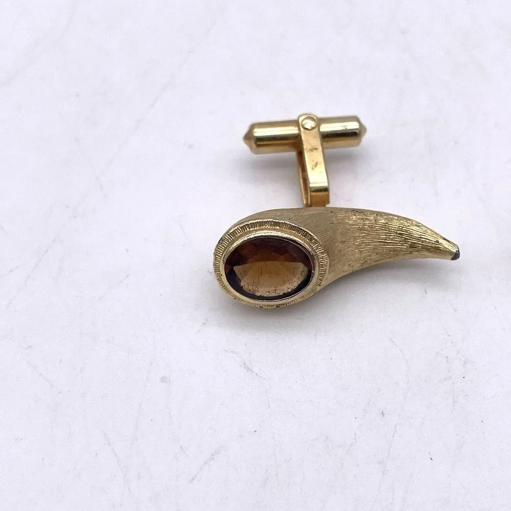 RALPH DESTINO VINTAGE LARGE GOLD TONE BEADED SCULPTURE MODERNIST CUFFLINKS